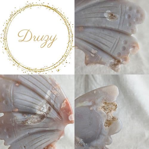 ✧ブルー＆ピンク桜瑪瑙 バタフライス タンド付✧