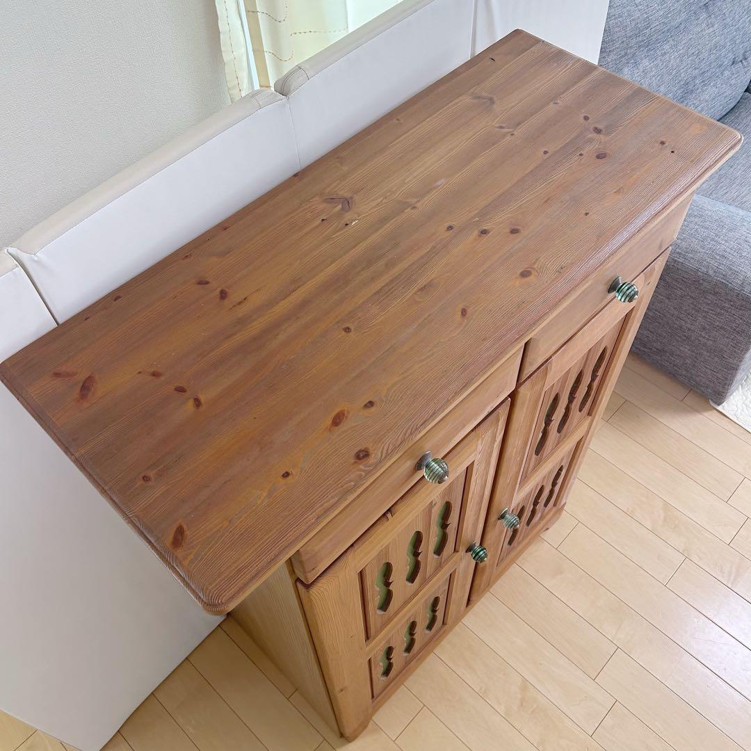 カントリー家具　LEGNATEC サイドボード　食器棚　パイン無垢材　キッチン