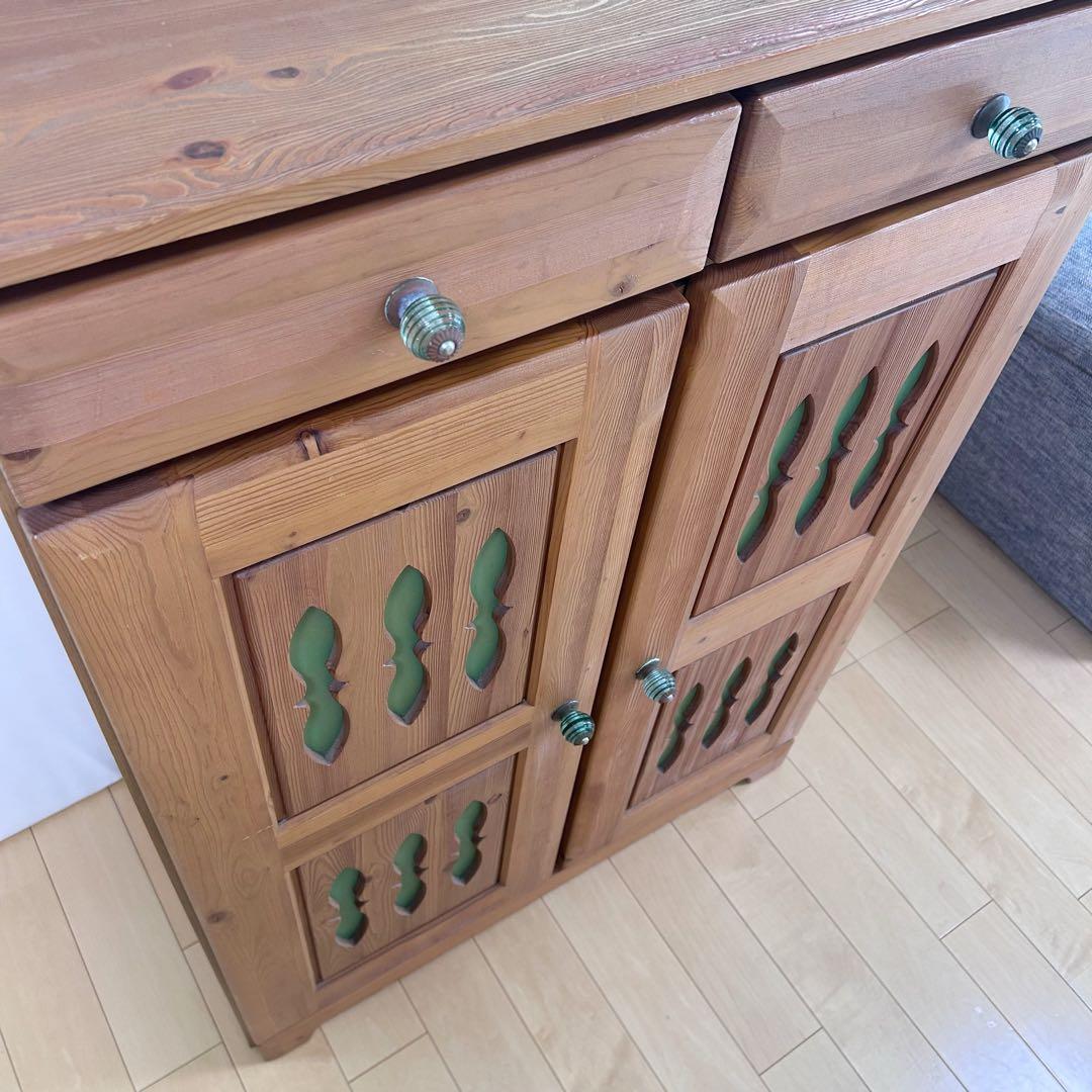 カントリー家具　LEGNATEC サイドボード　食器棚　パイン無垢材　キッチン