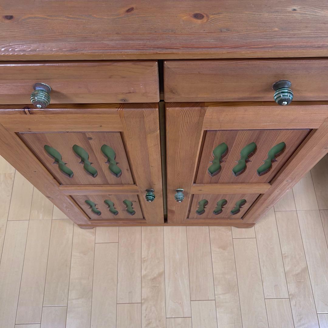 カントリー家具　LEGNATEC サイドボード　食器棚　パイン無垢材　キッチン