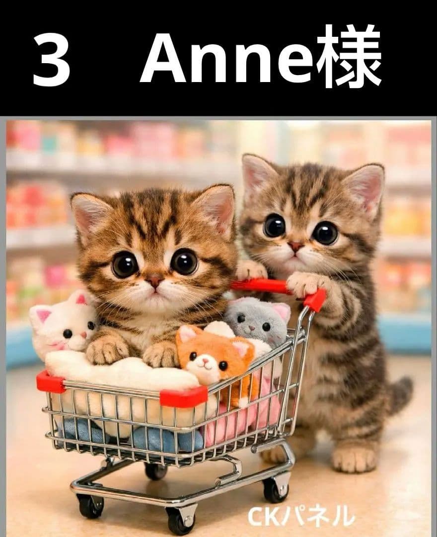 オーダーページ　ハンカチ　145 Shoppingねこ柄　ハンドメイド2/15