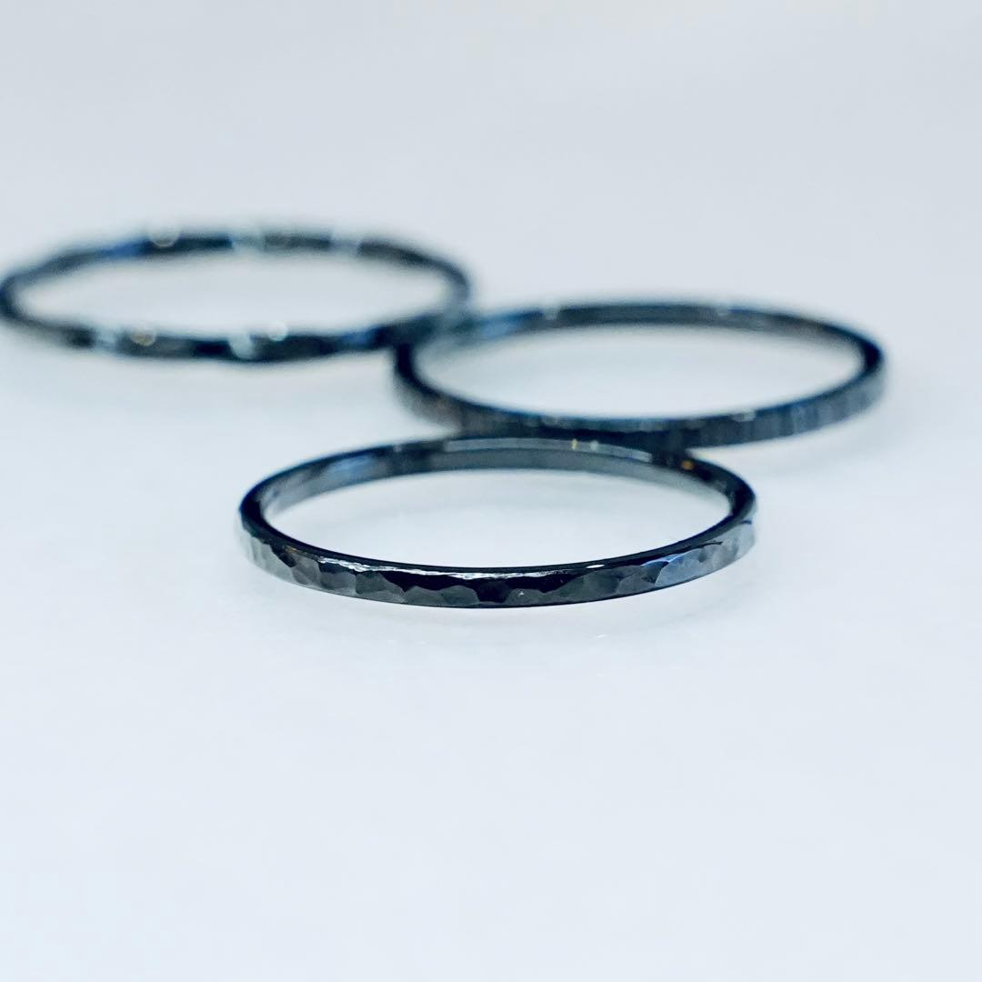 シルバー重ね合わせリングセット　ブラック　silver925