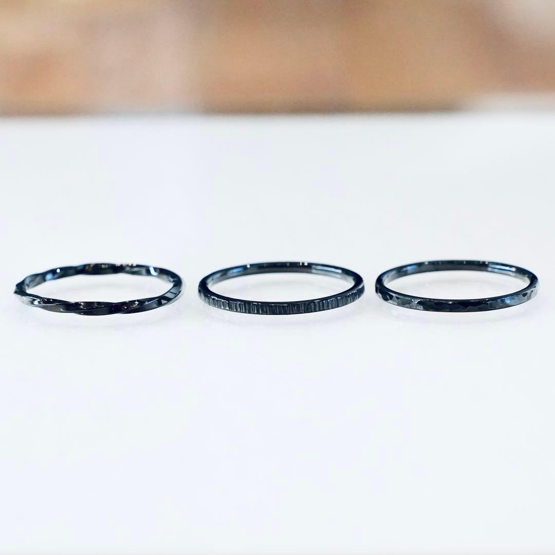 シルバー重ね合わせリングセット　ブラック　silver925