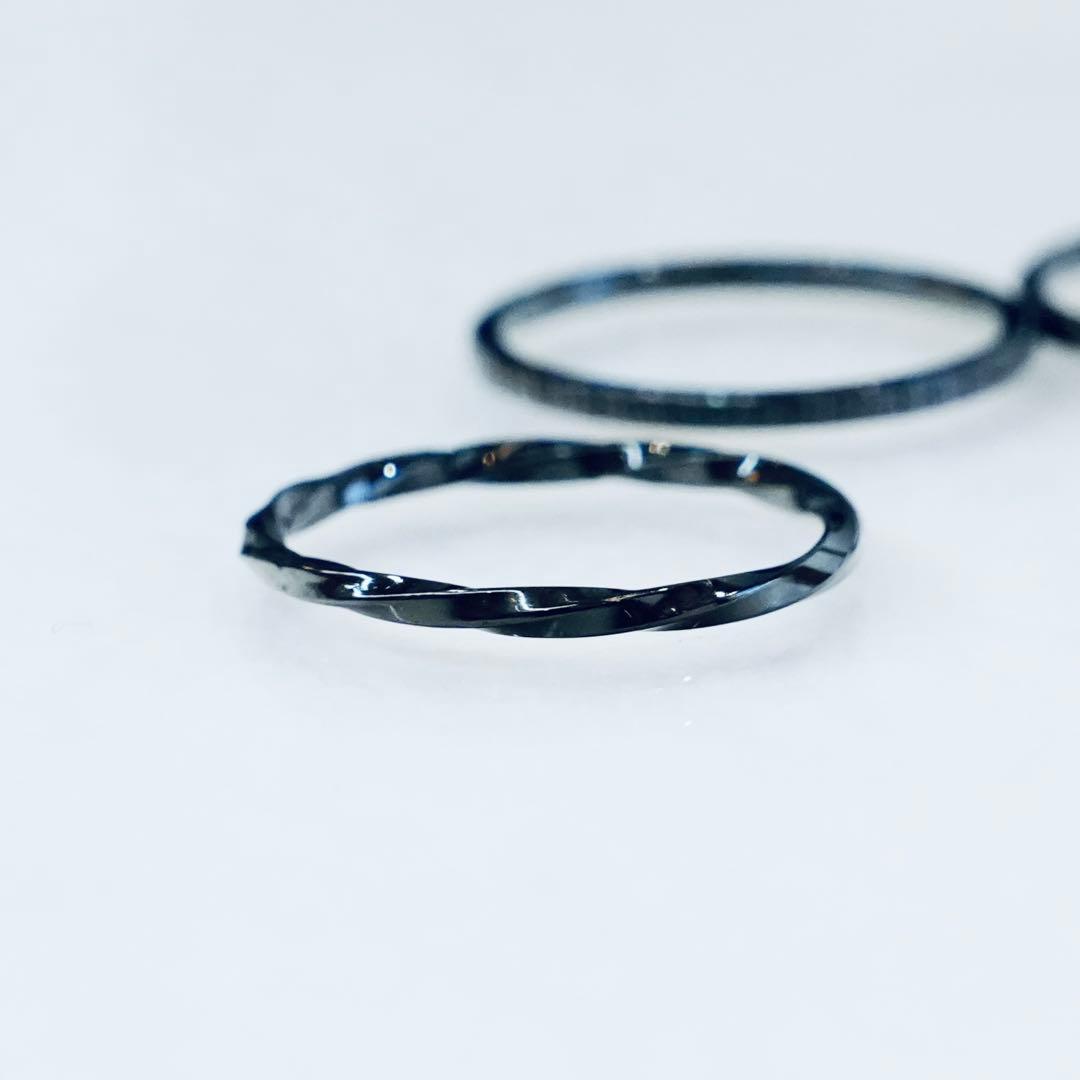 シルバー重ね合わせリングセット　ブラック　silver925