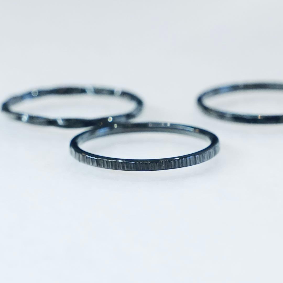 シルバー重ね合わせリングセット　ブラック　silver925