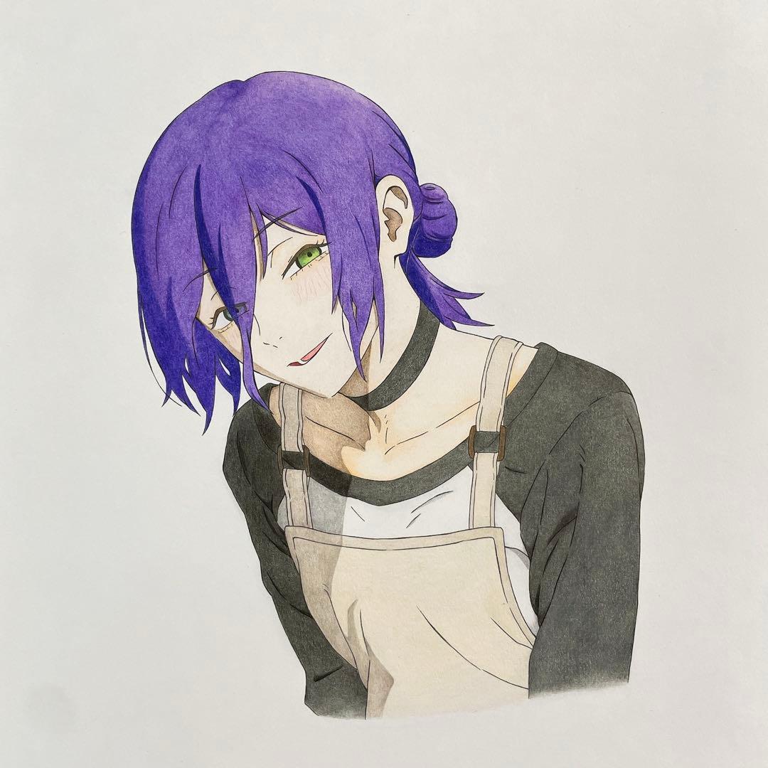 こ*に様 チェンソーマン　レゼ　手描きイラスト　大色紙