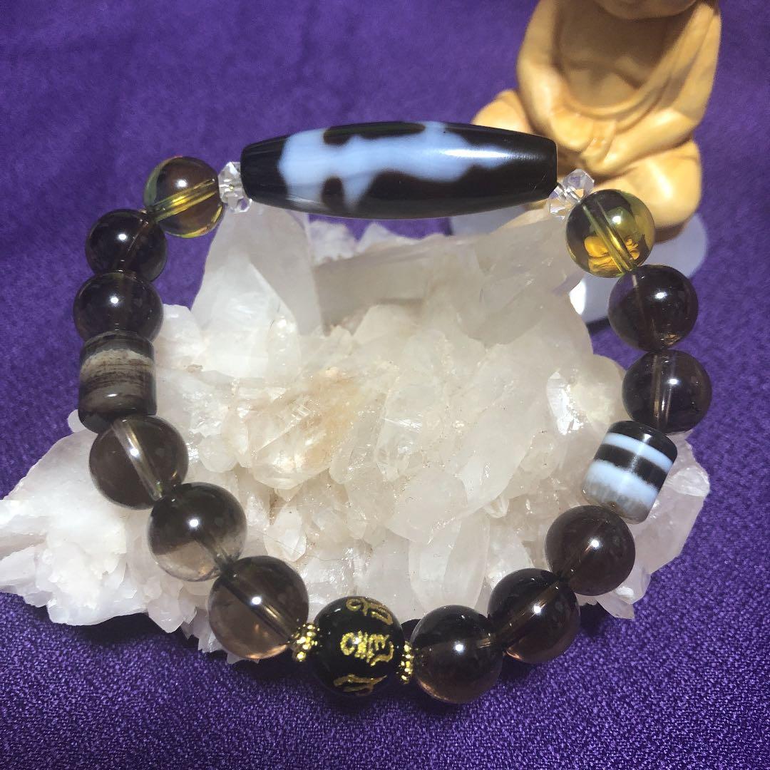 ✩天珠 ✩双面観音天珠スモーキークォーツブレスレット