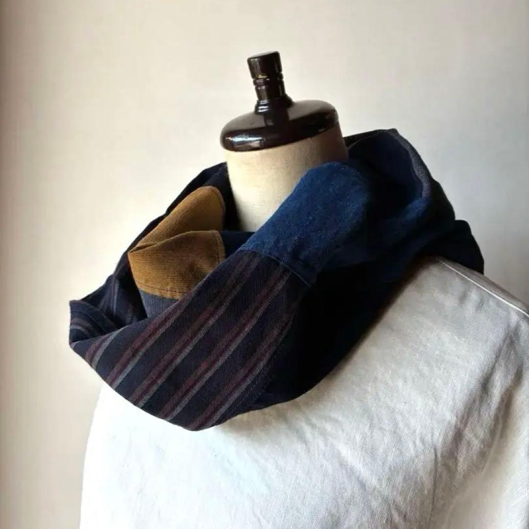 ハンドメイド　スヌード　ポジャギ風パッチワーク