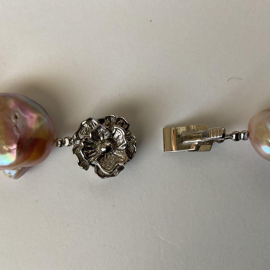 【シルバー★淡水本真珠★バロック★パールネックレス★ハンドメイド★ネックレス】