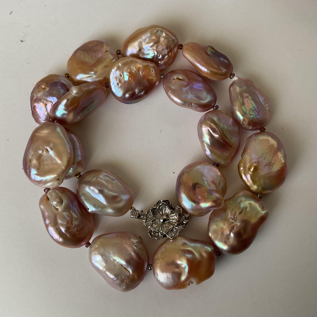 【シルバー★淡水本真珠★バロック★パールネックレス★ハンドメイド★ネックレス】