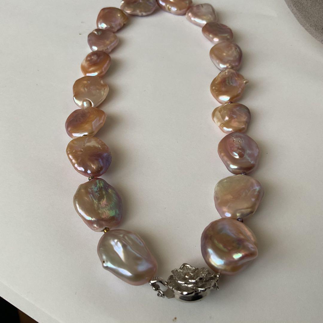 【シルバー★淡水本真珠★バロック★パールネックレス★ハンドメイド★ネックレス】