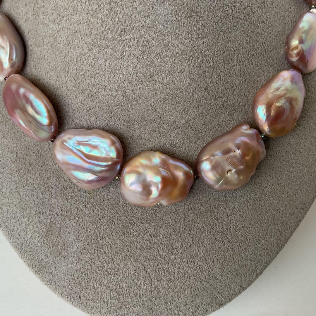 【シルバー★淡水本真珠★バロック★パールネックレス★ハンドメイド★ネックレス】