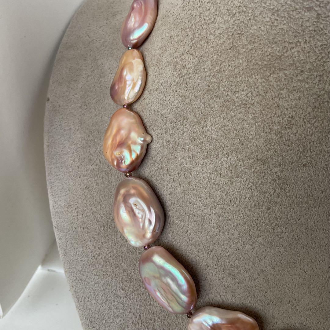 【シルバー★淡水本真珠★バロック★パールネックレス★ハンドメイド★ネックレス】