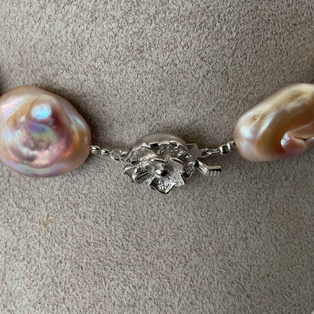 【シルバー★淡水本真珠★バロック★パールネックレス★ハンドメイド★ネックレス】