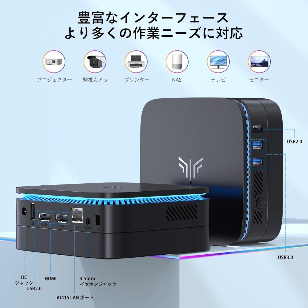 ミニpc n100 mini pc 16GB DDR4 512GB