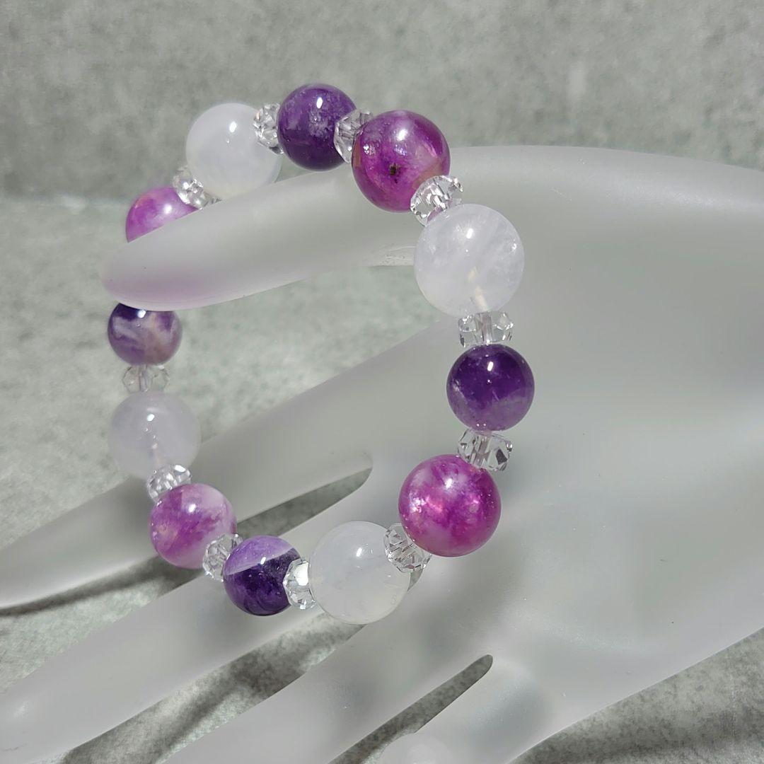 艶やかなレピドライトマイカが際立つ天然石ブレス　素敵な逸品