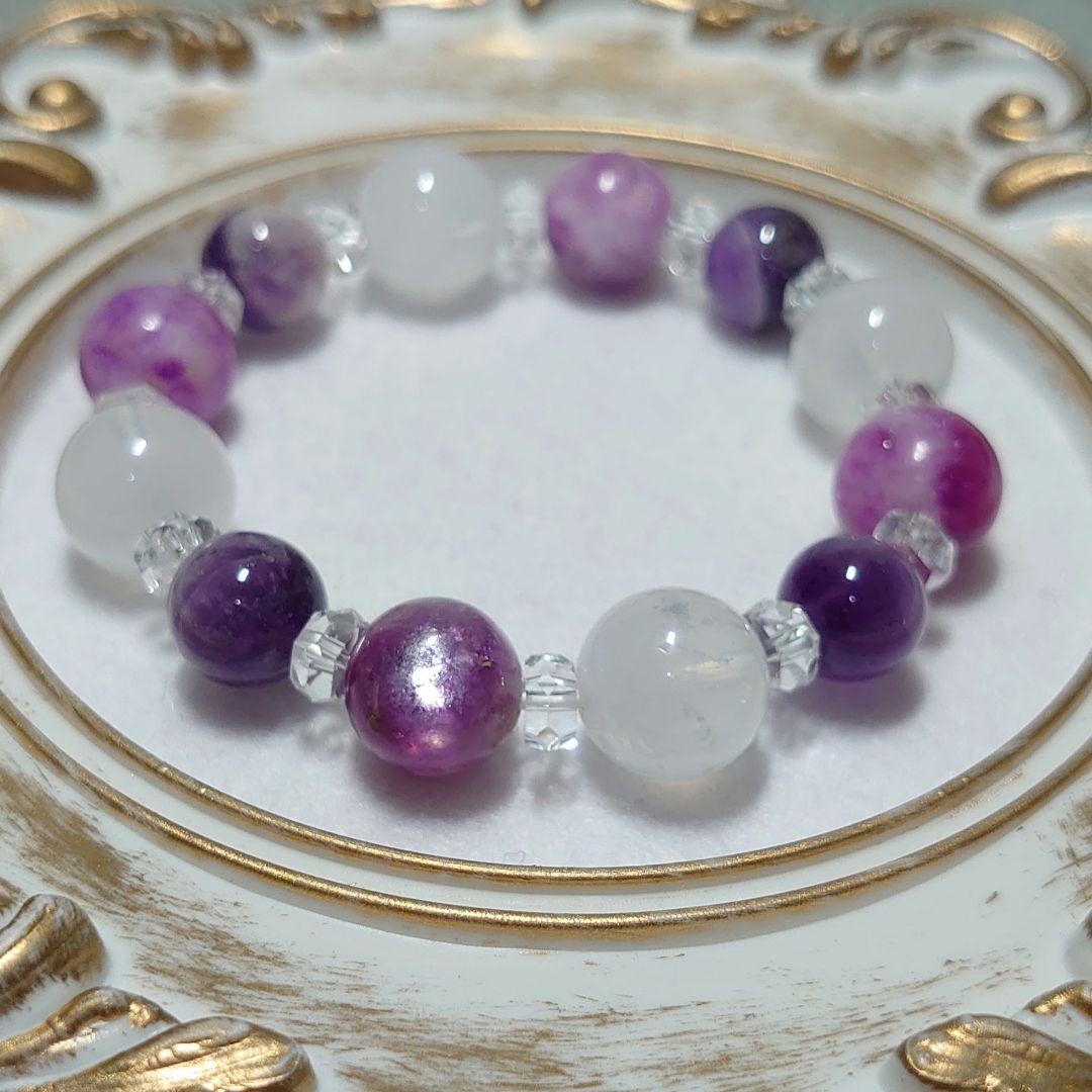 艶やかなレピドライトマイカが際立つ天然石ブレス　素敵な逸品