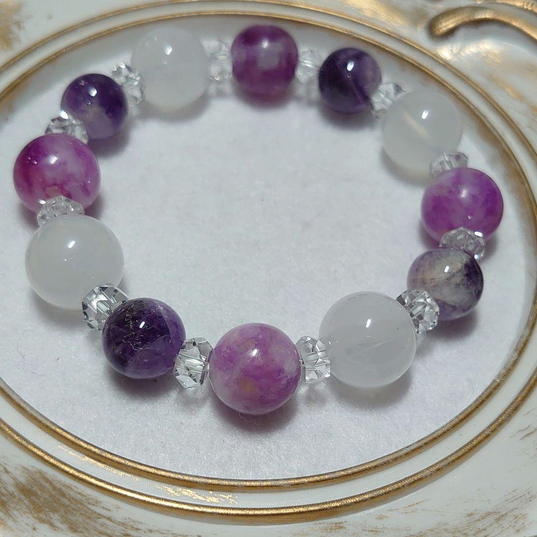 艶やかなレピドライトマイカが際立つ天然石ブレス　素敵な逸品