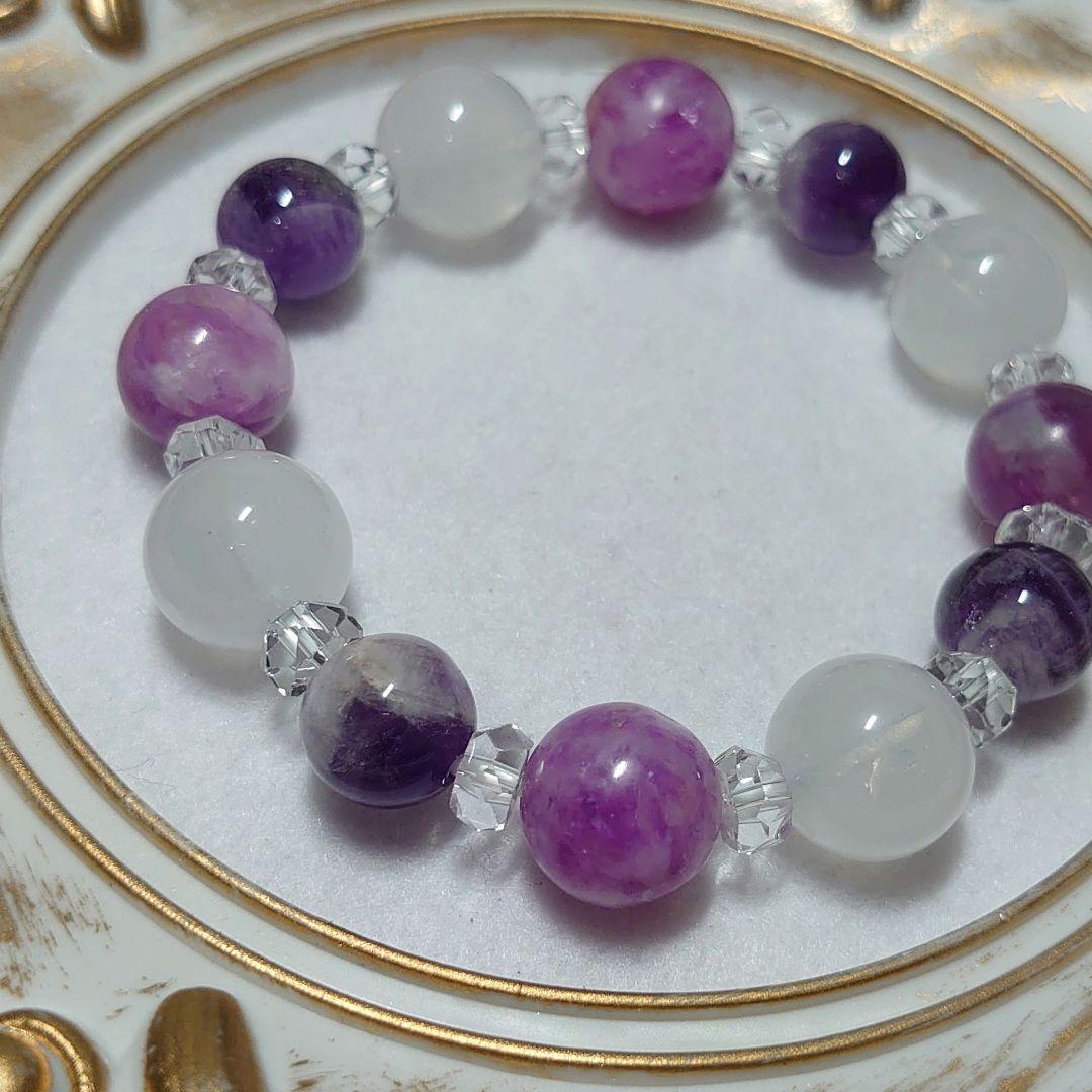 艶やかなレピドライトマイカが際立つ天然石ブレス　素敵な逸品