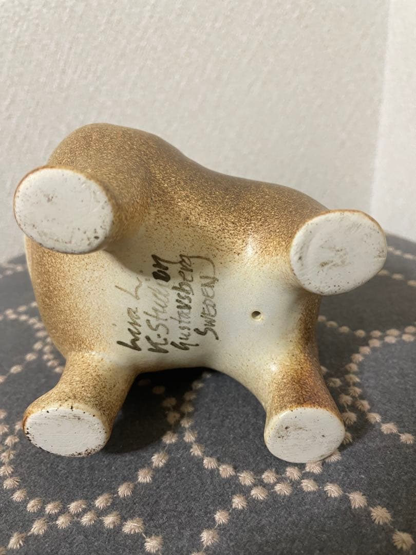 リサラーソン 置物 ケンネル ブルドッグ（中）グレー &ベージュ　2点セット　犬