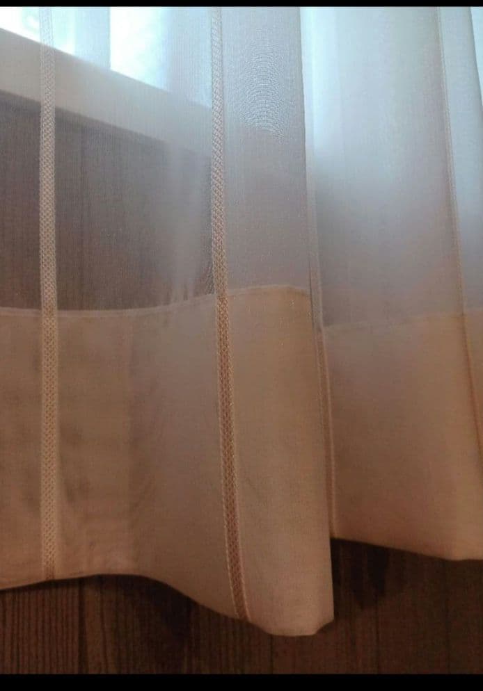 カーテン　丈208cm×幅187cm　2倍ひだ　レース　タッセル付　ベージュ