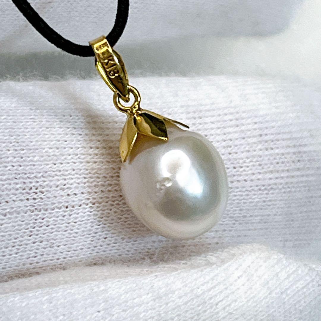 K18 白蝶真珠バロック　8.6mm ペンダントトップ　A002 ネックレス