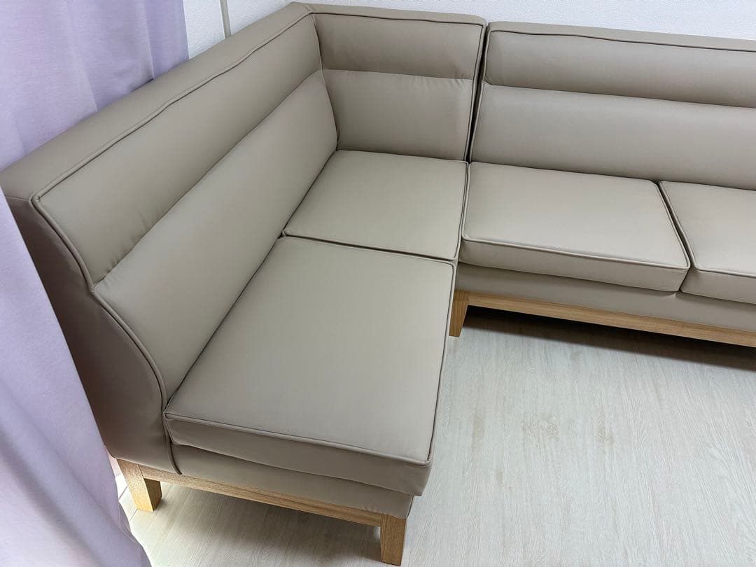 ニトリ ソファ 合成皮革タイプ コーナー ベージュ B