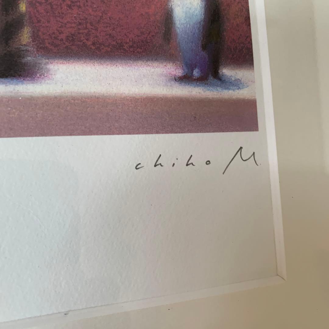 牧野千穂　版画（ジクレー） 題名 「ペンギンたちに聞いてみる」