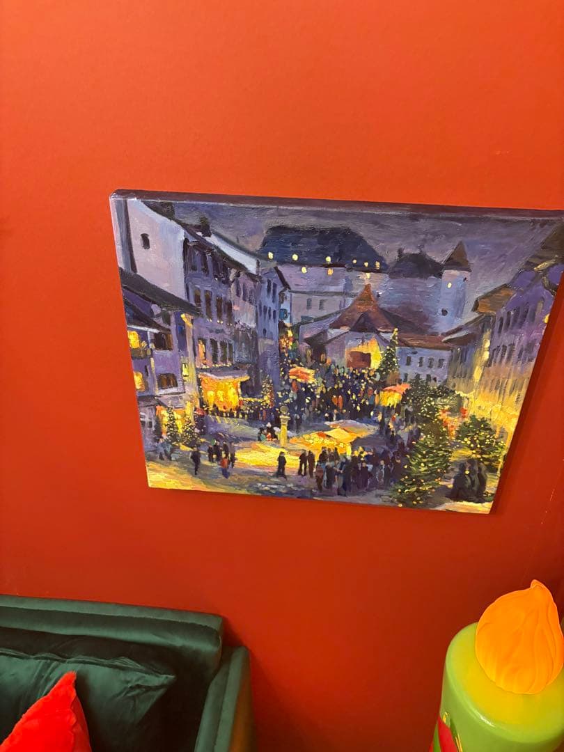 クリスマス風 夜景アート 絵画 インテリア キャンバス 北欧風