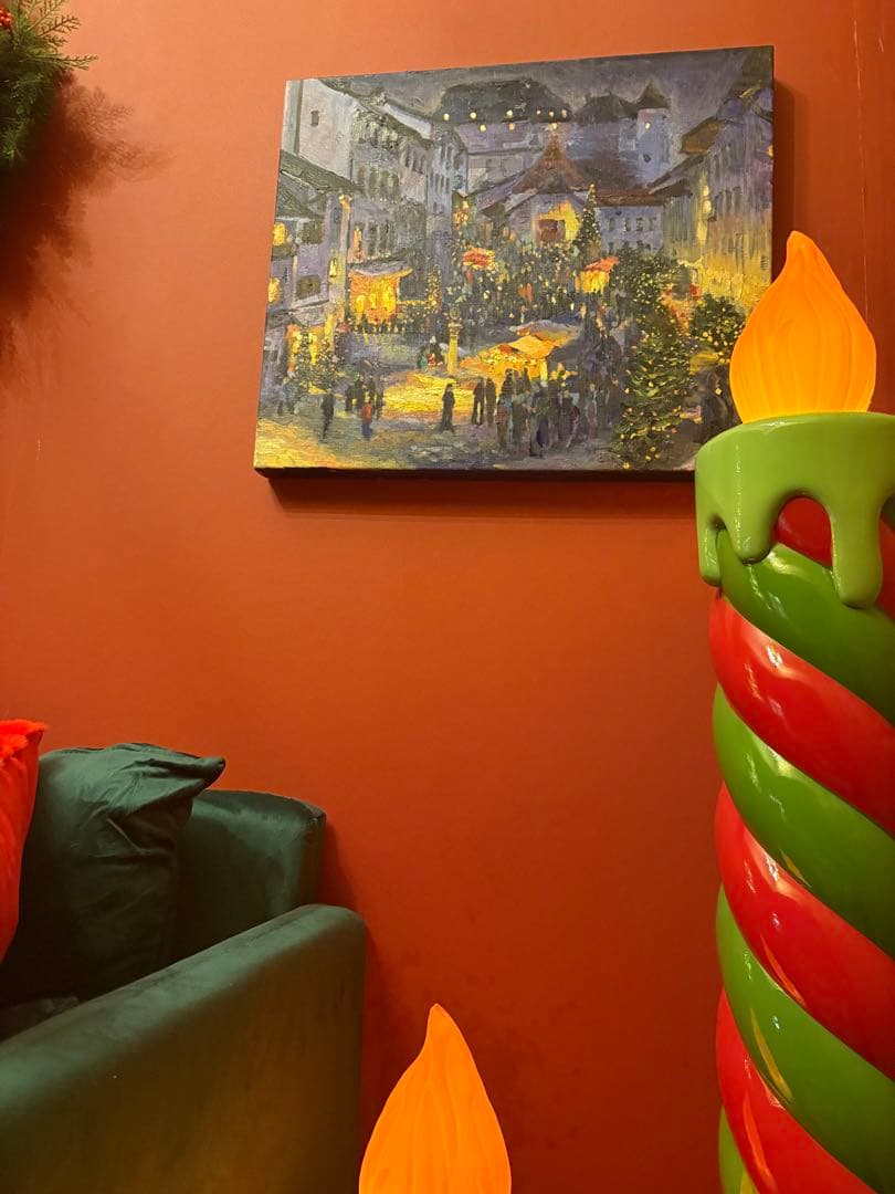 クリスマス風 夜景アート 絵画 インテリア キャンバス 北欧風