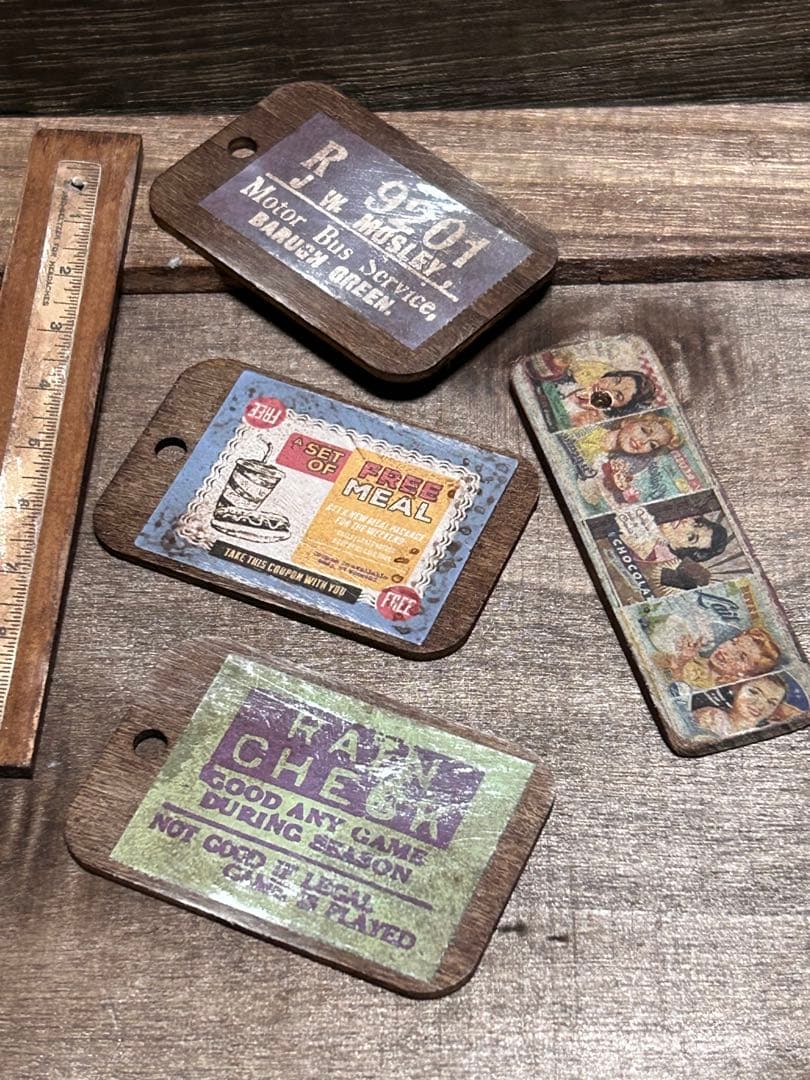 レトロウッドタグ　7枚　No.1013