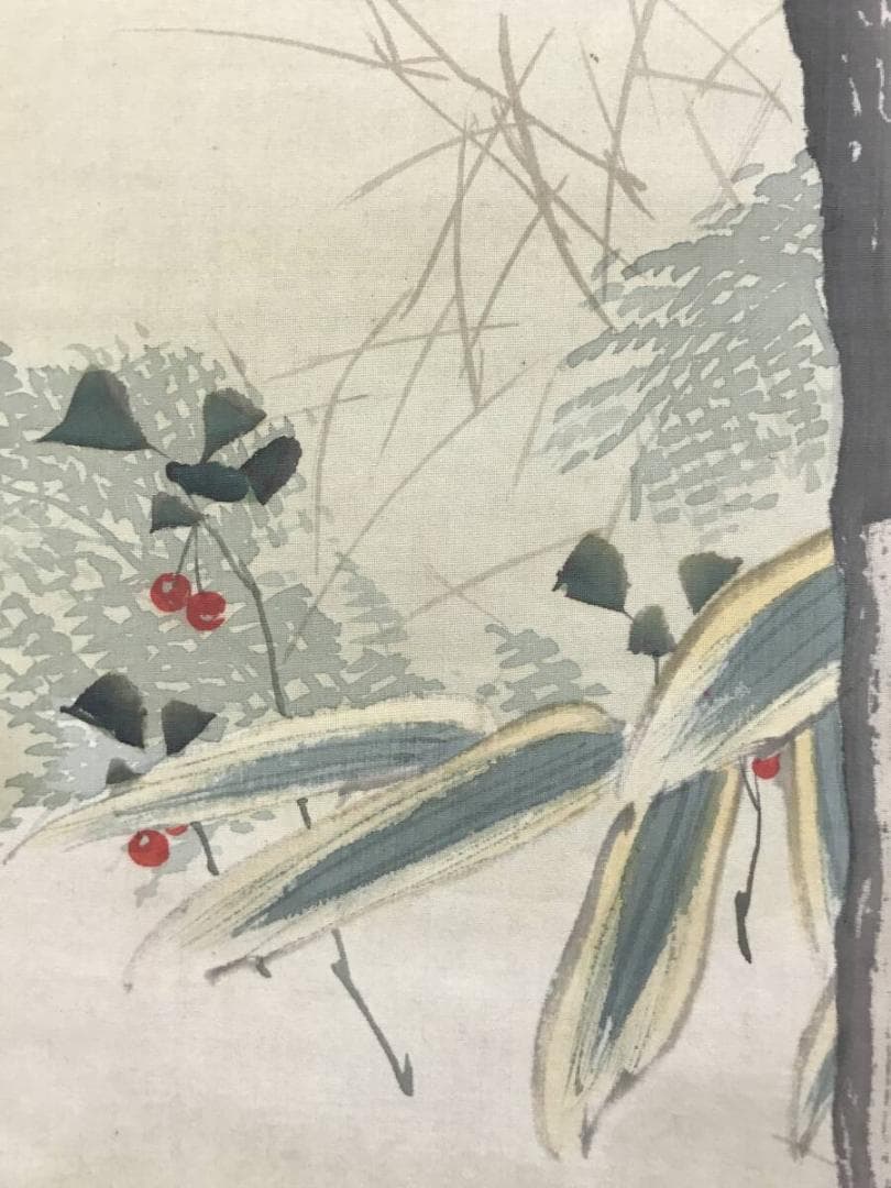 真作/松本清堂/松間小禽図/松林小鳥図/花鳥図/掛軸☆宝船☆AH-529