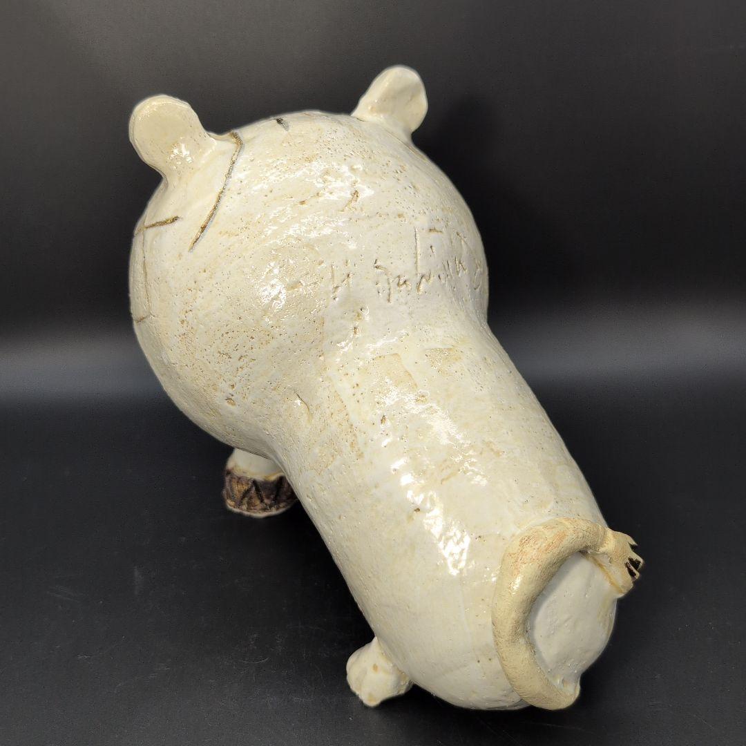 【新品未使用】癒し ホワイト キャット (中) 瀬戸焼　ネコ 置物