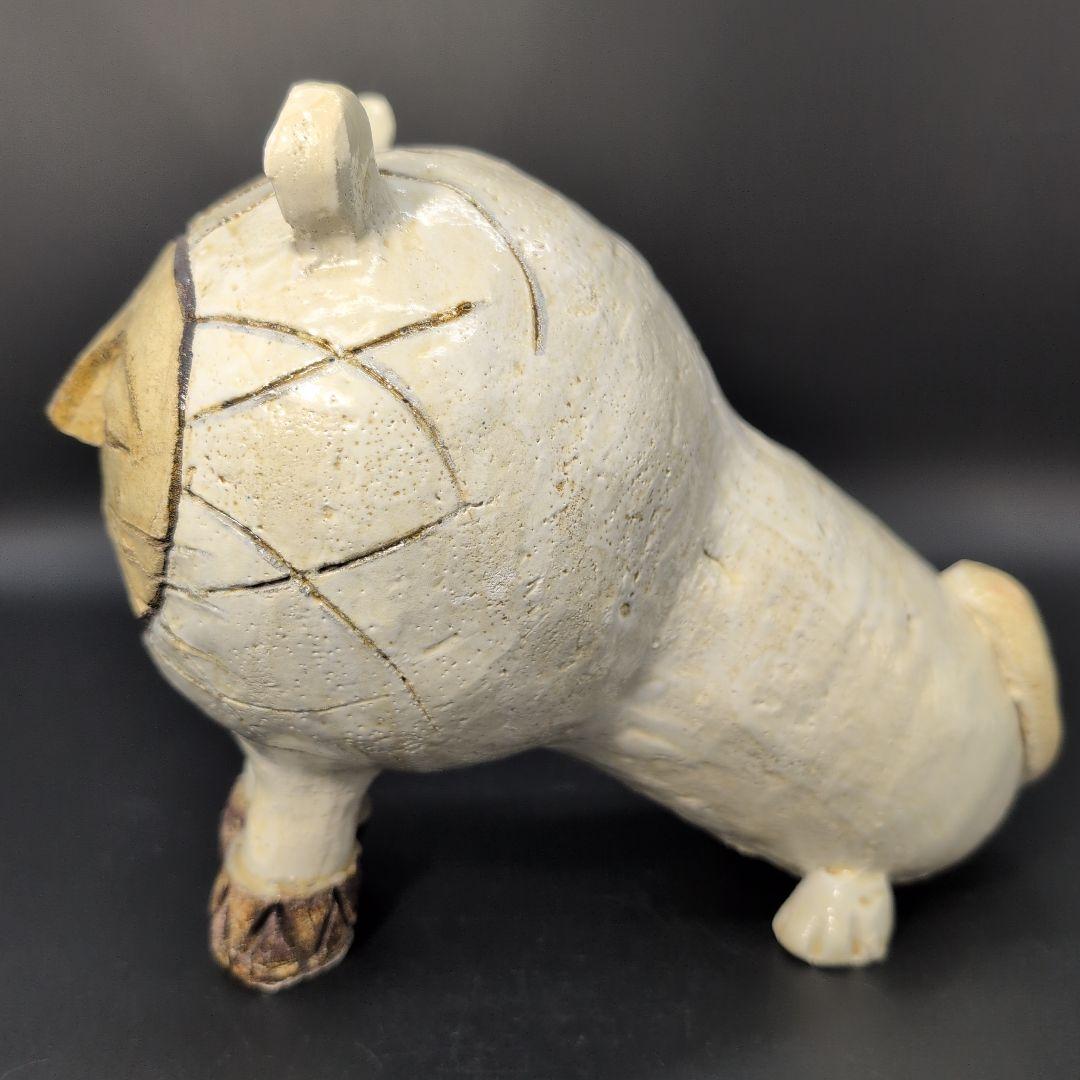 【新品未使用】癒し ホワイト キャット (中) 瀬戸焼　ネコ 置物