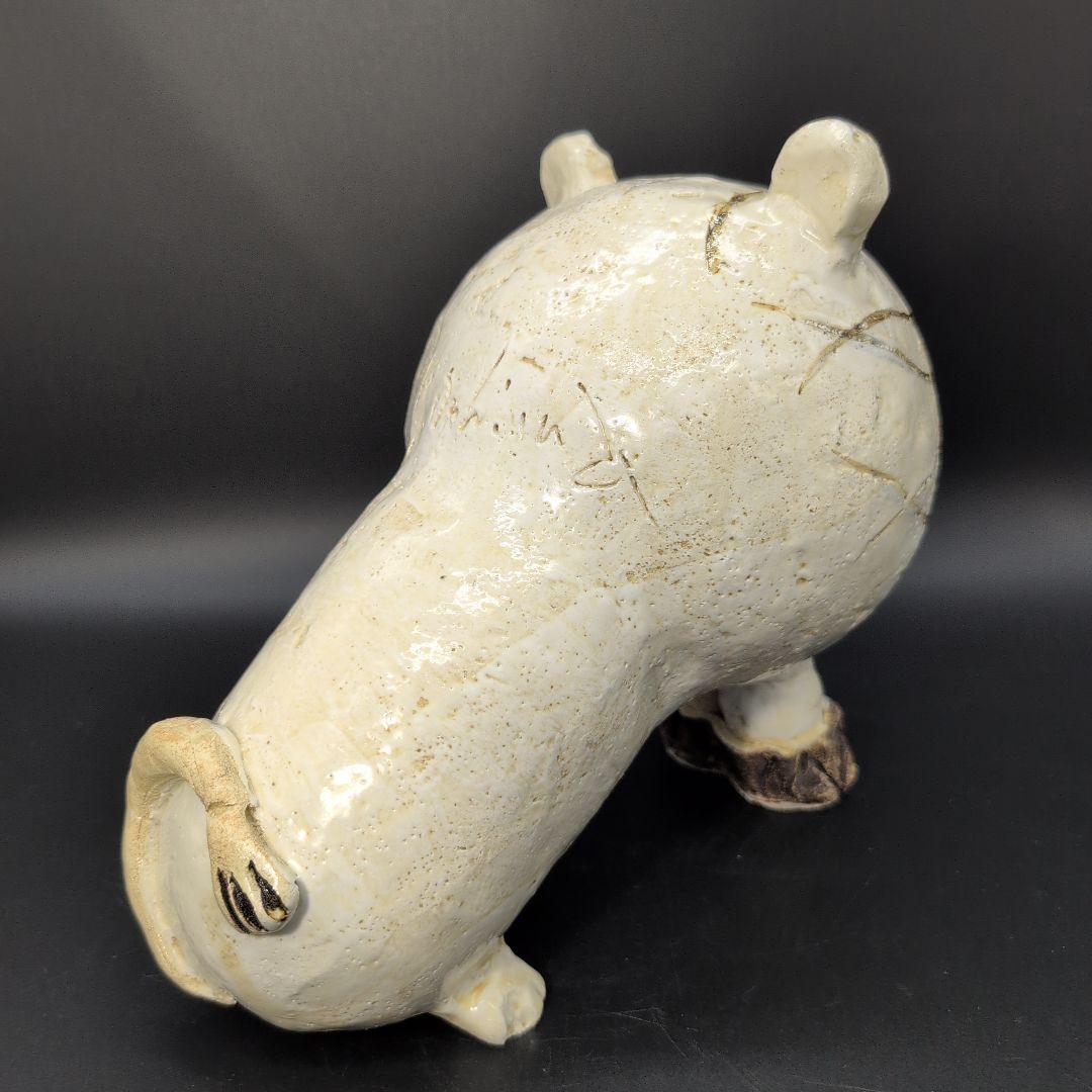 【新品未使用】癒し ホワイト キャット (中) 瀬戸焼　ネコ 置物