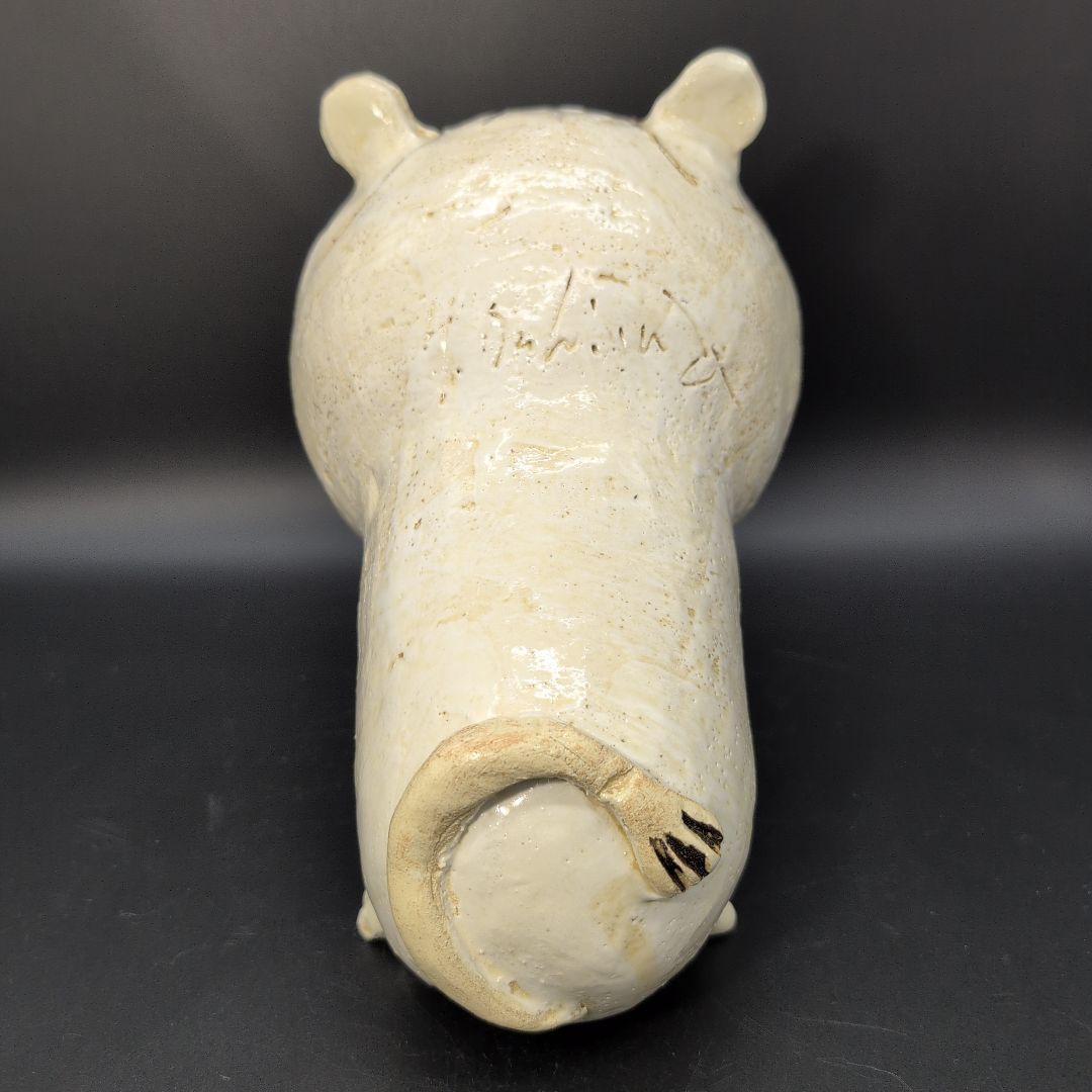 【新品未使用】癒し ホワイト キャット (中) 瀬戸焼　ネコ 置物