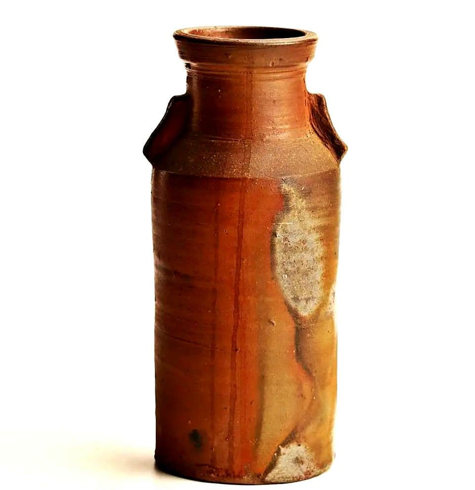 人間国宝　藤原啓　耳付窯変花入 　M197