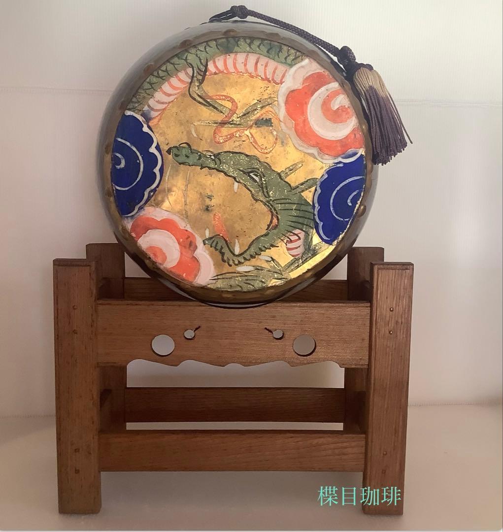 戦前♪大きな太鼓♪五月人形のお道具♪手描きの龍♪ 端午の節句♪ヤケ汚れ色落ち