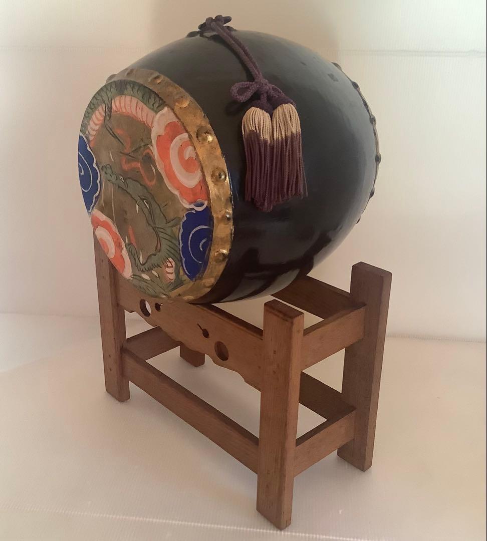 戦前♪大きな太鼓♪五月人形のお道具♪手描きの龍♪ 端午の節句♪ヤケ汚れ色落ち