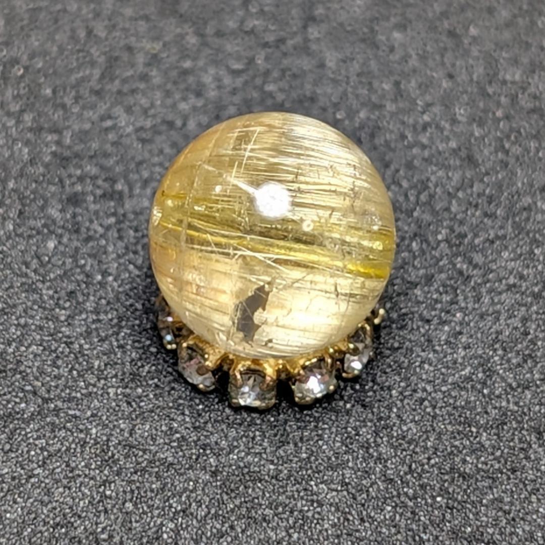 キャッツアイルチルクォーツ 8ミリ 粒売り 一点物 貫通穴あり 輝く金針水晶