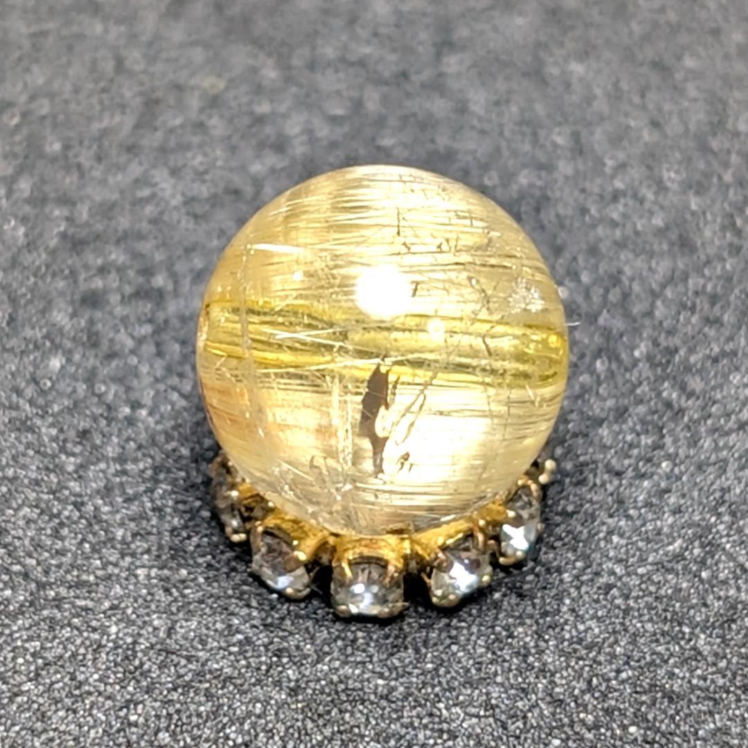 キャッツアイルチルクォーツ 8ミリ 粒売り 一点物 貫通穴あり 輝く金針水晶