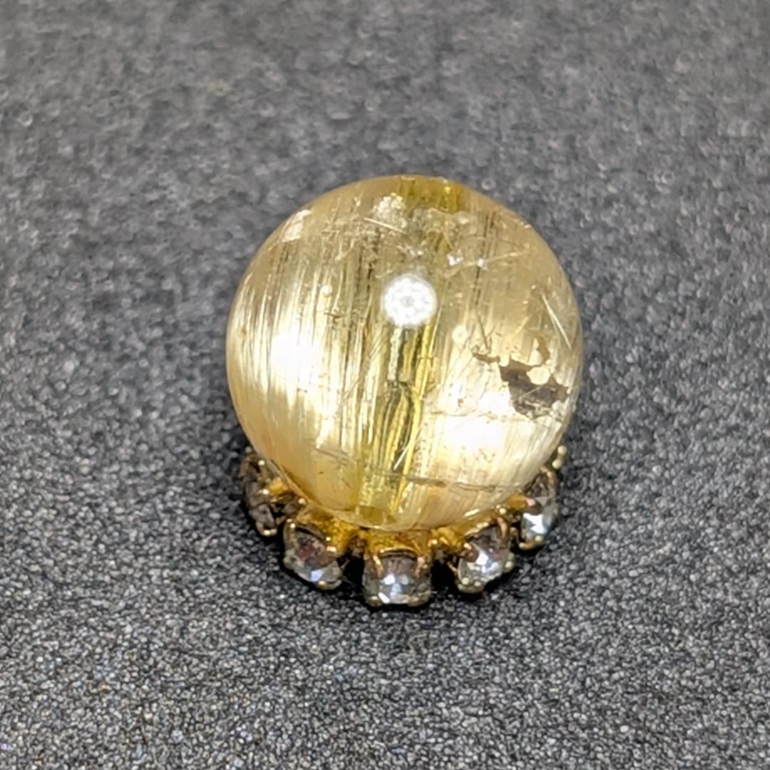 キャッツアイルチルクォーツ 8ミリ 粒売り 一点物 貫通穴あり 輝く金針水晶
