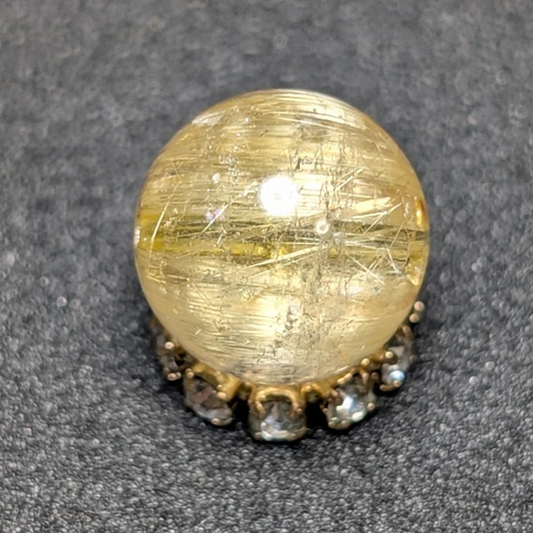 キャッツアイルチルクォーツ 8ミリ 粒売り 一点物 貫通穴あり 輝く金針水晶