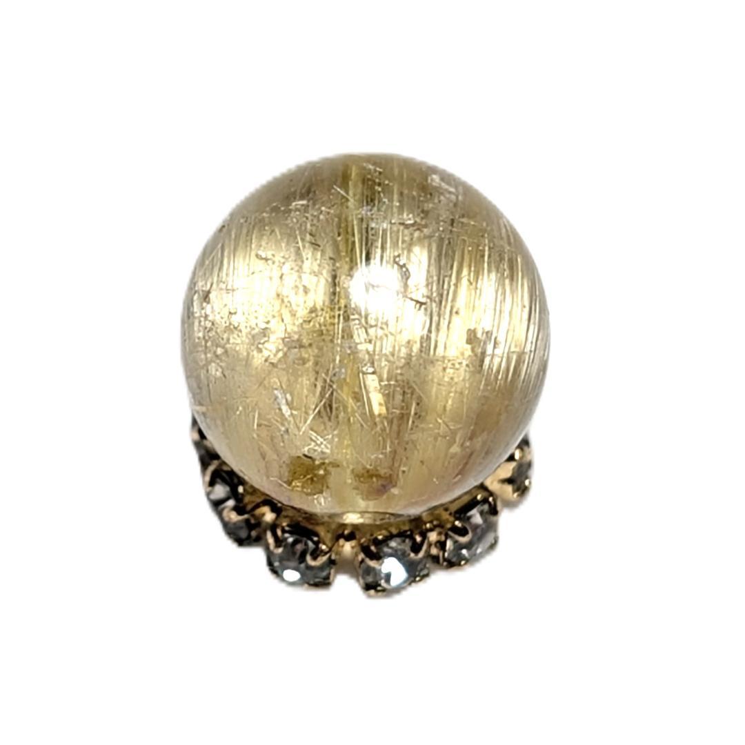 キャッツアイルチルクォーツ 8ミリ 粒売り 一点物 貫通穴あり 輝く金針水晶