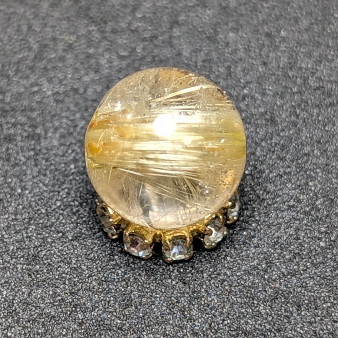 キャッツアイルチルクォーツ 8ミリ 粒売り 一点物 貫通穴あり 輝く金針水晶