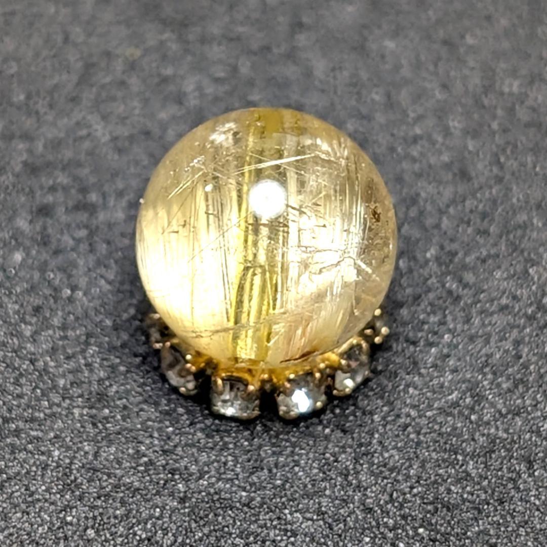 キャッツアイルチルクォーツ 8ミリ 粒売り 一点物 貫通穴あり 輝く金針水晶