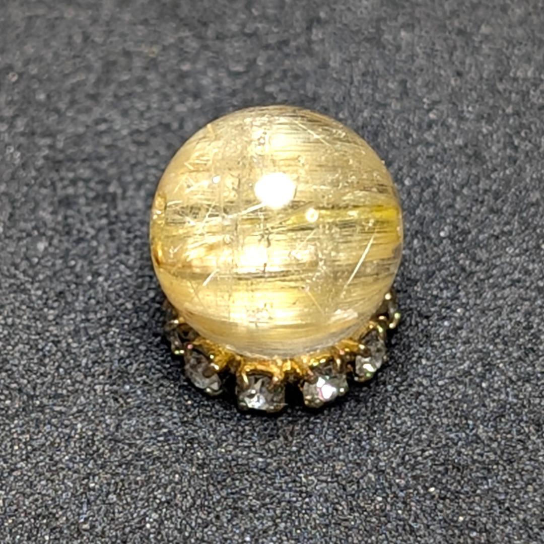 キャッツアイルチルクォーツ 8ミリ 粒売り 一点物 貫通穴あり 輝く金針水晶