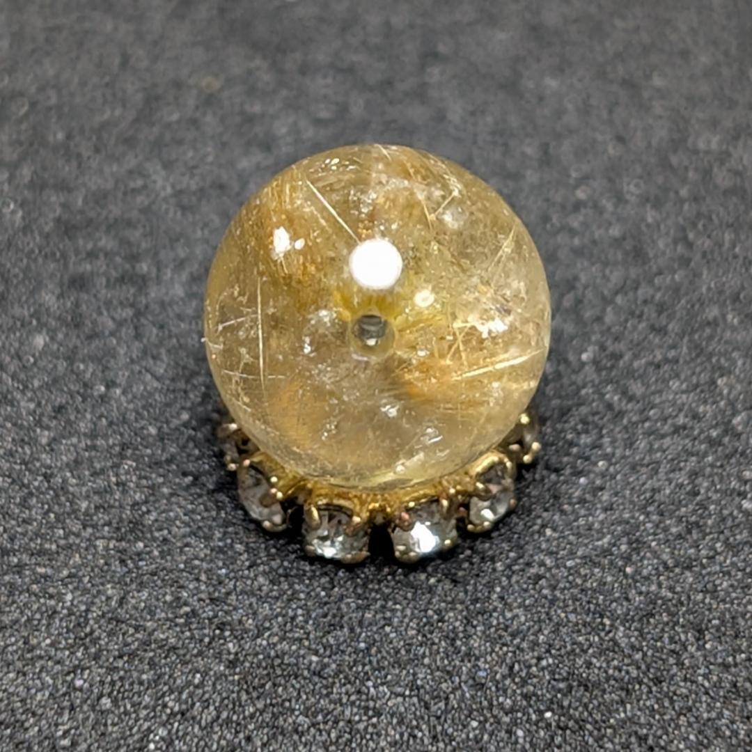 キャッツアイルチルクォーツ 8ミリ 粒売り 一点物 貫通穴あり 輝く金針水晶