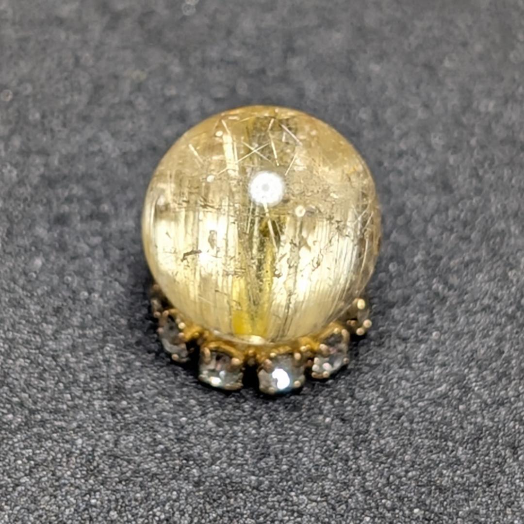 キャッツアイルチルクォーツ 8ミリ 粒売り 一点物 貫通穴あり 輝く金針水晶