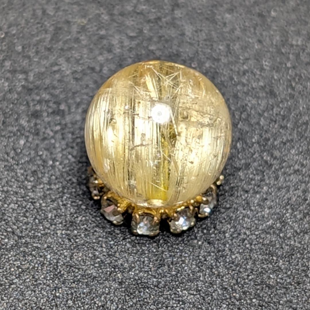 キャッツアイルチルクォーツ 8ミリ 粒売り 一点物 貫通穴あり 輝く金針水晶